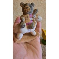 Керамическая фигурка "Мишка на коне-качалке" начала 2000-х годов