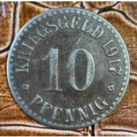 Монета 10 пфеннигов 1917 год. Кассель. Веймарская республика.