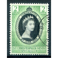 Британские колонии - Сент-Кристофер-Невис-Ангилья - 1953 - коронация королевы Елизаветы II - 1 марка - полная серия, гашёная [Mi 112]. #2-Bc-56-A-1