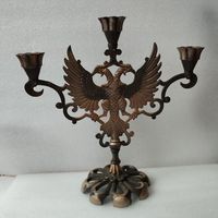 Подсвечник на 3 свечи Герб российской Империи, высота 30.5 см