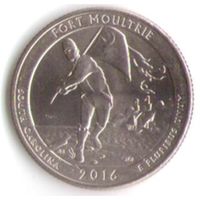 25 центов 2017 г. Парк=35 Национальный мемориал Форт Молтри Южная Каролина Двор D _состояние UNC