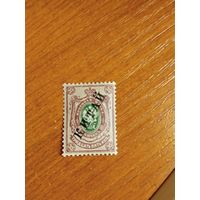 1910 Россия русская почта в Китае  клей лёгкая наклейка герб (2-1)