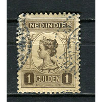 Нидерландская Индия - 1913/1914 - Королева Вильгельмина 1G - (есть надрыв) - [Mi.123] - 1 марка. Гашеная.  (Лот 20Js)-T25P1