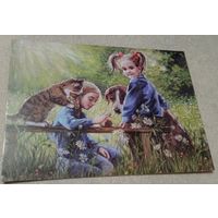 Посткроссинг. Открытка "Улиточка", худ.Ольга Симонова (10х15). Прошла почту. Художественные марки, чёткий штемпель.