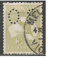 Австралия. Кенгуру на фоне карты. Служебная марка. 1913г. Mi#5 II.