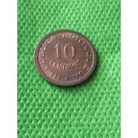 16. Распродажа! Ангола 10 сентаво 1949 г. Нечастая! UNC!