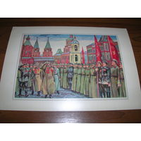 Живопись Москва 9 Семенов 1979 год Военный парад Большой формат Чистая