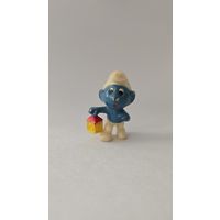 Фигурка Kinder, Смурфик  Nachtwachter из  первой серии "Смурфы" 1983 г