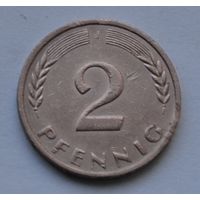 2 пфеннига 1970 г. J, ФРГ, Германия.