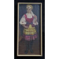 Явич П.М. (ученик Пэна Ю.М) "Белоруска",1968г. Холст, масло. Размер 80х35 см.