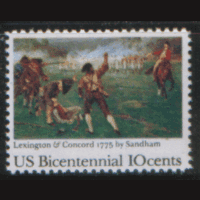 США. М. 1171. 1975. 20-летие независимости. Битва при Лексингтоне. ЧиСт.