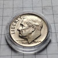 1/10 доллара США. 1964 года. Дайм. Серебро.