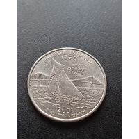 США 25 центов 2001 г. D -  Род-Айленд
