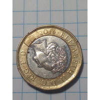 1 фунт Великобритания 2016 год.