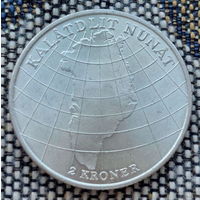 Гренландия 2 кроны 1953 года, UNC. Дания. Серебро! Сторгуй за свою цену, предложи обмен!