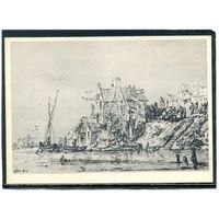 Ян ван Гойен. Береговой пейзаж с крутой лестницей от воды. Изд.1958