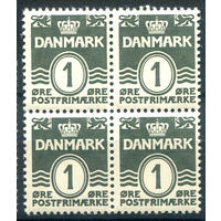 Дания - 1933/39г. - волнистые линии, тип I, 1 Ore - 1 кварт - MNH [Mi 195 I]. #4-W2-132-B-2