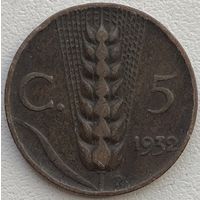 Италия 5 чентезимо 1932 г.