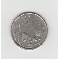 Квотер (25 центов) США "Штат Мэн" 2003 D Лот 0585