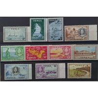 Британские колонии. Тонга 1953 г. SG101-111 MH часть серии