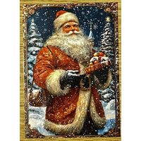 Открытка новогодняя чистая 10х15 см.