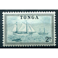 Британский протекторат - Королевство Тонга - 1953г. - ландшафты, парусный корабль, 2 P - 1 марка - MLH [Mi 102]. #4-B5-106-A-1