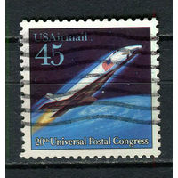 США - 1989 - 20-й конгресс Всемирного почтового союза. Космический челнок  - [Mi.2068] - 1 марка. Гашеная.  (Лот 56Hk)-T41P35