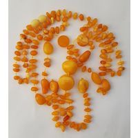 Бусы. Сотуар. Желтый янтарь. Пейзажный. Длина 75 см плюс кулон 12,5 см