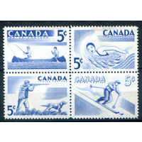 Канада - 1957г. - спорт - 4 марки - кварт - полная серия, MH, MNH, есть неполный сгиб и небольшой разрыв по перфорации [Mi 312-315]. #3-WB-72-A-2