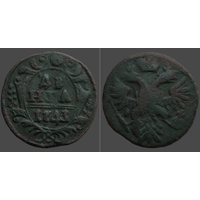 РИ, денга 1743 года, сост. VF, гурт сетчатый, Биткин #351