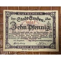 Нотгельд 10 пфеннигов 1918 год. Эмден. Веймарская республика