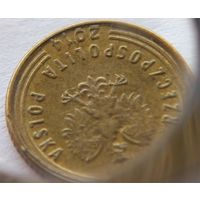 1 грош Польша 2014 Брак двоение или следы от двойного удара