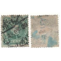 Испания (Mi) ES 207 5 сентимо 1901 год King Alfonso XIII - Medallion - Portrait of a young Alfonso XIII - Blue Control number on backside (2) (m29)