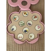 Комплект красота цветов, Роза, Орхидея, Лилия, Гвоздика, Ирис, Настурция, Подсолнечник, Крокус, Анютины глазки, Ландыш серебро 10 рублей