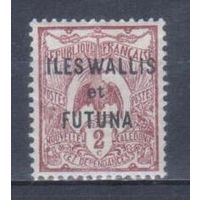 [841] Французские колонии.Уоллис и Футуна 1920. Фауна.Птица.Кагу.2с. НАДПЕЧАТКА. МН
