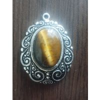 Кулон с камнем "Тигровый глаз".  Размер 5х3.5., камень 3,5х2.