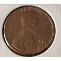 США. 1 цент 1981 года. (*).