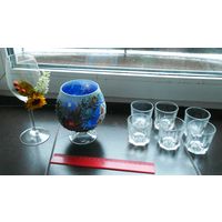 Рюмки 6 шт. , два фужера ручная работа.  ЗА ВСЕ