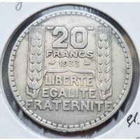 20 франков 1933 Франция Третья Республика! Серебро 20 грамм 680 пробы! ВОЗМОЖЕН ОБМЕН!