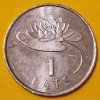 Латвия 1 лат 2008 Водная лилия