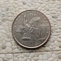 1/4 доллара  2000(Р) года США. Квотер штата Нью-Йорк.