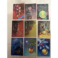 Открытки СССР Новогодние елочные ветки, шары