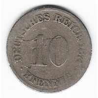 Германия 10 пфеннигов 1874 год FF _состояние VF+