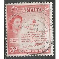 Мальта. Королева Елизавета II. Свиток короля. 1956г. Mi#243.