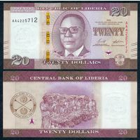 Либерия 20 долларов 2022 год, UNC