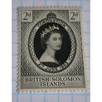 БРИТАНСКИЕ КОЛОНИИ СОЛОМОНОВЫ ОСТРОВА 1953 ГОД КОРОНАЦИЯ ЕЛИЗАВЕТЫ II