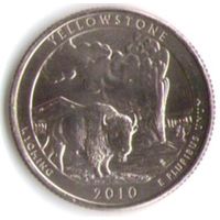 25 центов 2010 г. Парк=2 Национальный парк Йеллоустонский Вайоминг Двор Р _UNC