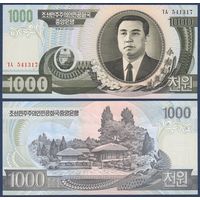 Северная Корея, 1000 вон 2002 г, P-45a(1) (вечный президент Ким Ир Сен), UNC