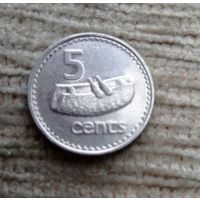 Werty71 Фиджи 5 центов 1990 Средний портрет Королевы Лали фиджийский барабан
