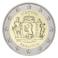 2 евро 2019 Литва Жемайтия UNC из ролла